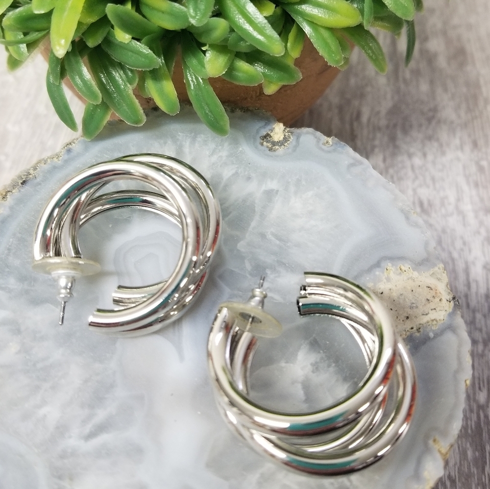 Sleek Triple Hoop Earrings